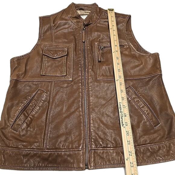 Coldwater Creek Womens Soft Leather Chocolate Brown Moto Vest Sz M Western Boho - Picture 4 of 8